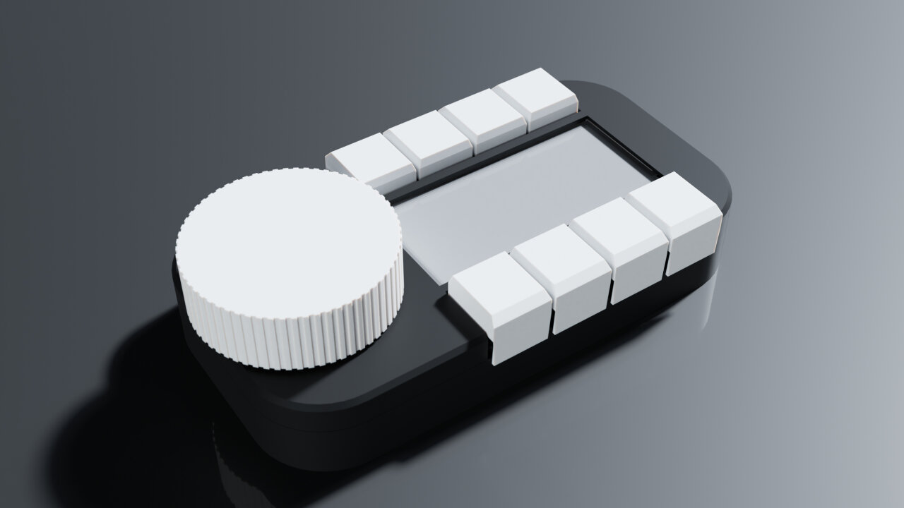 Rendered view of the assembled device.