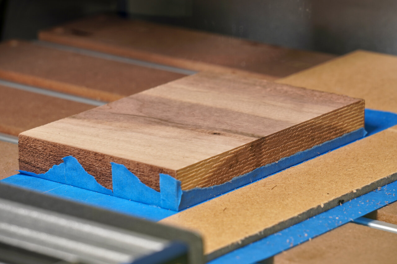 Photo of the workpiece showing the state after toolpath A01.